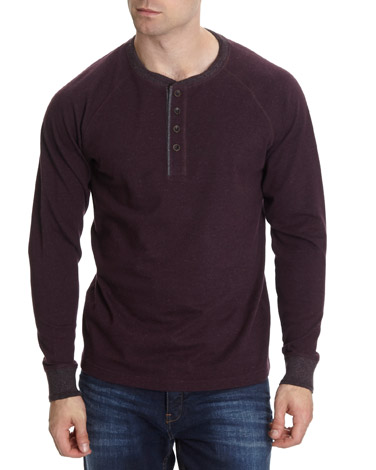 Plated Henley Long-Sleeved Top